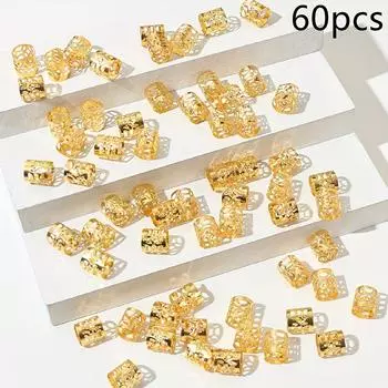 60/90 шт. Украшения для волос из сплава, манжеты для волос для косичек, металлические бусины для дредов, манжеты для волос, кольца, аксессуары для косичек разных стилей 60PCS