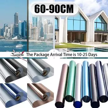 60-90 см тонировочная пленка для окон односторонняя виниловая зеркальная фольга для дома неклейкие наклейки на стекло рулоны антибликовая пленка для защиты от ультрафиолета 60cmx200cm