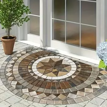 60*90см Коврик для двери с каменным узором, Машинная стирка, Нескользящий коврик, и Устойчивый к царапинам Наружный придверный коврик с дизайном с принтом камней, Прочный приветственный коврик 40*60cm