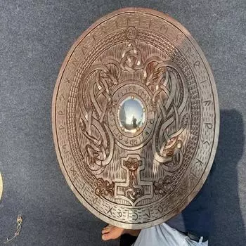 60,96 см Деревянный щит Скандинавский настенный декор Щит воина Ролевая игра, LARP, Фэнтези, Косплей, Рождество Лучший подарок
