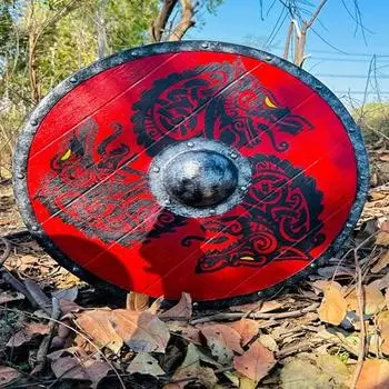 60,96 см Красный дракон Вальхалла Викинг Щит, Подарок, Готовый к бою Викинг Щит, Скандинавский викинг Круглый щит, Викинг дарит ему ее