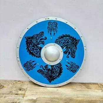 60,96 см вырезанная вручную синяя драконья средневековая наклейка на стену в виде щита викинга