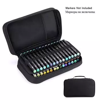 60 большой емкости удобный чехол для художественного маркера Cavas на молнии Copic маркер для губной помады органайзер для студентов художественные офисные принадлежности 40colours чёрный