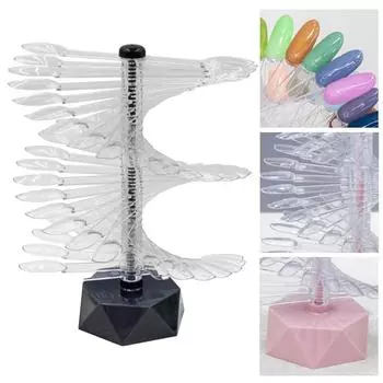 60 цветов спирального нейл-арта, демонстрационный стенд, веерообразная вращающаяся цветовая карта для практики, демонстрации, презентации белый