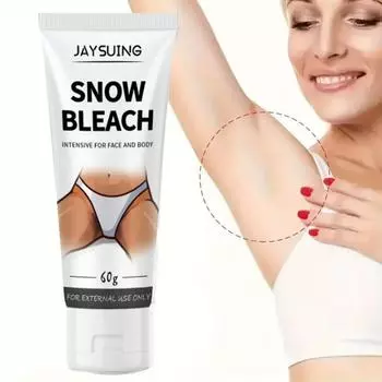 60 г крема Snow Bleach с витаминами, восстанавливающий, осветляющий кожу лосьон для тела, интимных зон, подмышек, внутренней поверхности бедер, придающий коже гладкость 60g