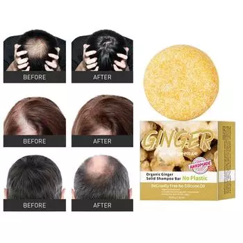 60 г шампуня-мыла с имбирем, предотвращает истончение волос, утолщает волосы, укрепляет корни волос, восстанавливает секущиеся кончики 60g