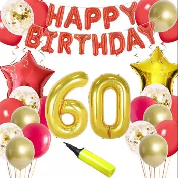 60-й день рождения празднование украшение номер шар украшение день рождения 60-й день рождения празднование украшение шар красное золото lifactlab. (с