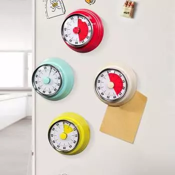 60-минутный механический таймер с магнитным основанием, портативный кухонный таймер, визуальный циферблат, звонок, оповещение, инструмент для управления временем чёрный