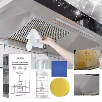 60 мл Splash Foam Spray Многоцелевой пенный очиститель для тяжелых масел с губкой и тряпкой Очиститель жира Чистящее средство для кухонных решеток духовки 60ML