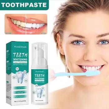 60 мл ультратонкая чистящая пена, зубная паста, зубная паста для интенсивного удаления пятен, уход за полостью рта, мощный отбеливающий мусс зелёный