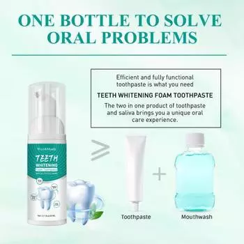 60 мл ультратонкая чистящая пена, зубная паста, интенсивная зубная паста для удаления пятен, уход за полостью рта, мощный отбеливающий мусс зелёный