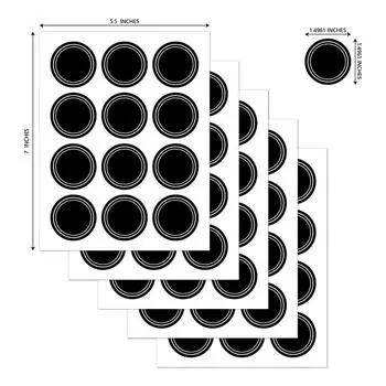 60 наклеек для этикеток круглой формы, наклейки для банок со специями для ремесленников, домашних поваров чёрный