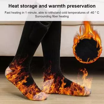 60 Носки с подогревом, уличные ботинки с подогревом для мотоцикла, носки с электроподогревом, 3-скоростная моющаяся перезаряжаемая грелка для ног для походов чёрный