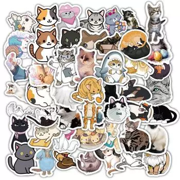 60 очаровательных наклеек с мультяшными котами: Милые животные и домашние животные, водонепроницаемые чехлы для телефонов и справочников Cat A type, 60 sheets
