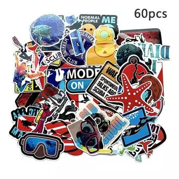 60 шт. светоотражающих наклеек для дайвинга на автомобиль, наклейки для дайвинга, стиль автомобиля для аквариума