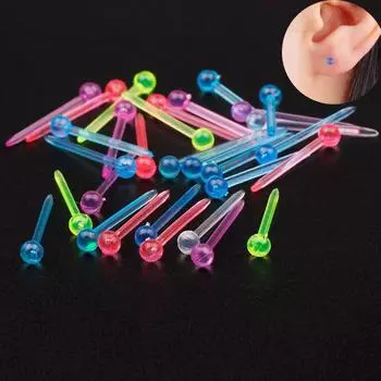 60 шт/200 шт цветные антиаллергенные пластиковые серьги-гвоздики антиблокировочные ушные палочки Stick 200pcs