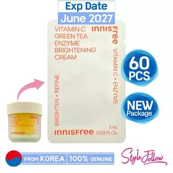 60 шт/60 мл_[INNISFREE] Крем для осветления кожи с витамином С и ферментами зеленого чая 1 мл (Образец Саше) 1ml X 60pcs (60ml)