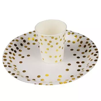 60 шт. 9-унциевых бумажных стаканчиков + 60 шт. 7-дюймовых тарелок + 60 шт. 9-дюймовых тарелок Набор из 180 шт. одноразовой посуды для питья бежевый