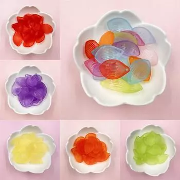 60 шт. акриловые серьги, ювелирные аксессуары, материал, листья лотоса, разбросанные бусины, 16*25 мм, головные уборы, полупрозрачные, сделай сам, цветочный букет ручной работы, изысканный разноцветный