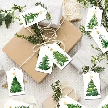 60 шт. бирок для украшений на елку с пеньковой бечевкой - идеально подходит для праздничных украшений и подарков