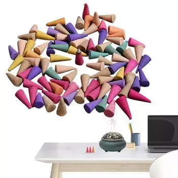 60 шт., благовония для удаления запаха, красочные ароматические конусы для благовоний, облегчение тревоги, натуральные ароматические конусы для гостиной, спальни Iris Tectorum