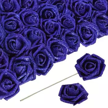 60 шт. блестящие розы золотые розы искусственные цветы искусственные цветы 2.16in пенопластовые розы искусственные розы со стеблем для свадебной вечеринки DIY центральные украшения декор 60 Pcs золотой