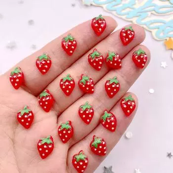 60 шт. блестящие смоляные цветные мини 3D кристаллы красная клубника плоская задняя часть стразы для дизайна ногтей скрапбукинг ювелирные изделия декор DIY товары для творчества