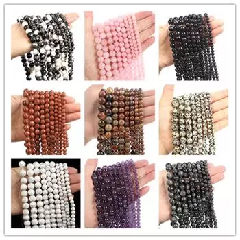 60 шт., бусины из натурального камня, тигровый глаз, агат, бирюза, розовый кварц, лазурит, нефрит, опал, круглые свободные бусины для изготовления ювелирных изделий, браслет «сделай сам», 6 мм Matte Onyx