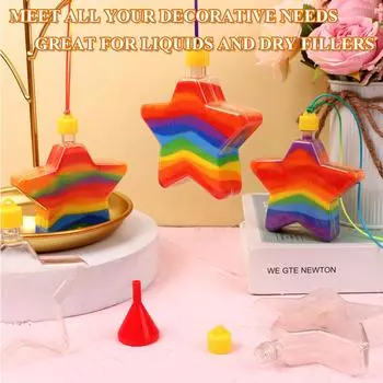 60 шт. бутылок для песочного искусства в форме звезды, пластиковые бутылки для песочного искусства, ожерелья, набор для творчества из цветных бутылок с песком, набор для творчества «сделай сам»