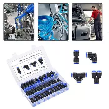 60 шт. быстроразъемных фитингов для воздушного шланга, простая установка, алюминий, подходит для автомобильного и домашнего использования, авторемонта и садоводства