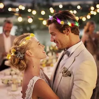 60 шт. Цветочный венок, светящийся, 10-светодиодный, головной убор, гирлянда, корона, цветочная повязка на голову, светящийся венок для свадебной вечеринки, рождественская гирлянда