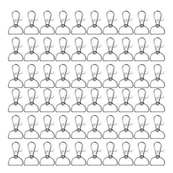 60 шт D-образная застежка с вращением на 360 градусов, гибкий цинковый сплав, сделай сам, брелок, зажим, крючок, серебристый, белый D серебро белый