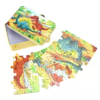 60 шт. Детская головоломка Изысканный мультяшный узор Детские пазлы Игрушка в подарок с местом для хранения