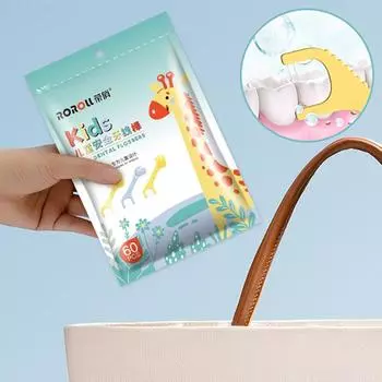 60 шт. детская зубная нить с изображением животных одноразовая ультратонкая зубочистка шелковая палочка милый мультяшный оральный межзубный ершик