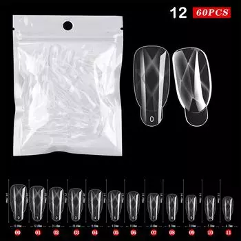 60 шт., формы для наращивания ногтей из АБС-пластика для УФ-гель-лака, набор накладных накладных ногтей