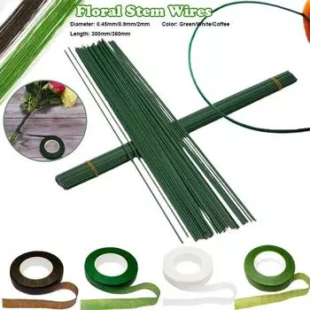 60 шт. Искусственная цветочная проволока + 1 шт. Лента для флористики, сделай сам, флористический материал, аксессуары ручной работы для свадебного украшения дома