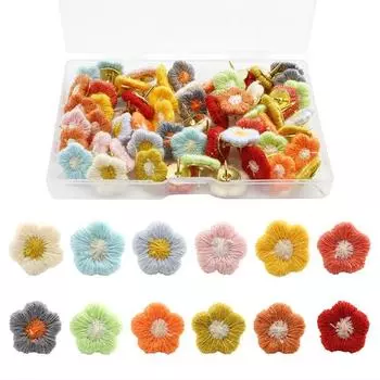 60 шт., канцелярская кнопка с цветочной вышивкой, красочная канцелярская кнопка, доска для объявлений, канцелярская кнопка для офиса, домашнего декора A