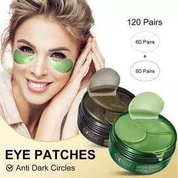 60 шт. коллагеновая маска для глаз с водорослями, бамбуковым углем, против темных кругов, увлажняющие укрепляющие патчи для глаз, средства по уходу за кожей Eye Mask зелёный