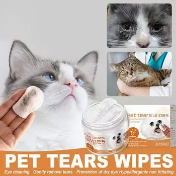 60 шт./компл. бумажные полотенца, универсальные одноразовые нетканые влажные салфетки для глаз, салфетки для удаления пятен с ушей, полотенца, инструменты для ухода за животными, аксессуары для домашних животных 60pcs/box