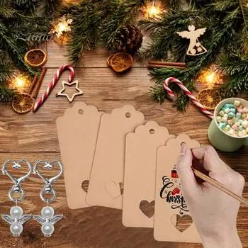 60 шт./компл., креативный брелок с ангелом-хранителем и сумкой из органзы, крафт-бумага, украшение для свадебной вечеринки, рождественский подарок на День благодарения синий