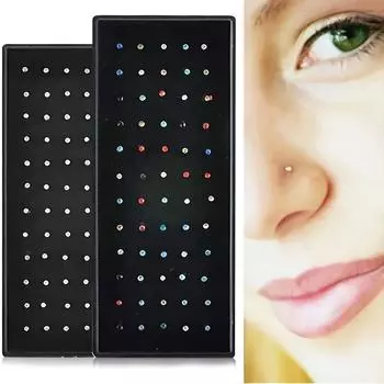 60 шт./компл. модных шпилек для носа со стразами, носовых колец из нержавеющей стали для женской повседневной одежды, ювелирных аксессуаров для праздничного банкета разноцветный