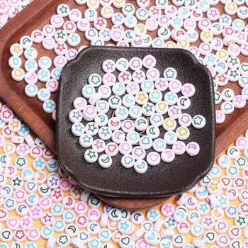 60 шт. круглых плоских акриловых бусин-разделителей в виде цветка, звезды, луны, сердца для самостоятельного изготовления ювелирных изделий, браслета, ожерелья