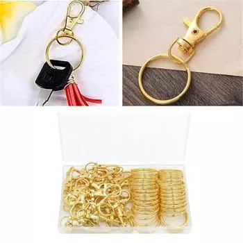 60 шт. Металлический карабин с кольцами для ключей для поделок своими руками, зажимы для шнурка, карабин, поворотные застежки, зажимы для брелока
