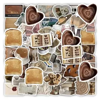 60 шт. милые винтажные наклейки мультяшные наклейки DIY гитара холодильник скейтборд дорожный чемодан автомобиль наклейка One Size коричневый