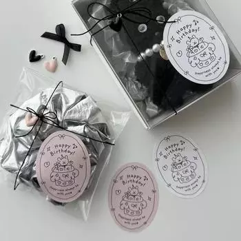 60 шт. милый мультяшный медведь с днем рождения английская наклейка упаковка для торта на день рождения коробка подарочная коробка ручной работы декоративная этикетка наклейка