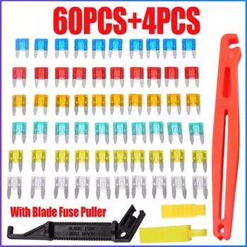 60 шт. мини-предохранителей с лезвием для съемника предохранителей для автомобилей, грузовиков, набор предохранителей 5A 10A 15A 20A 25 30A мини-предохранитель лезвие для замены