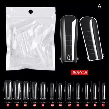 60 шт., накладные ногти, быстро наращиваемые, съемные, безвредные, не вызывают аллергии, ультратонкие, пластиковые, прозрачные, для наращивания ногтей, формы для ногтей H