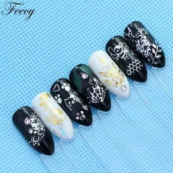 60 шт. наклейки для дизайна ногтей цвета: золотистый, серебряный, водный стикер для ногтей, перо, цветок, паук, дизайн, наклейка для украшения ногтей, дизайн ногтей, маникюр