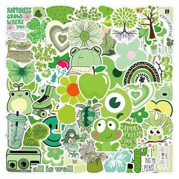 60 шт. Наклейки на чемоданы Водонепроницаемые наклейки Скутер Компьютер Планшет Мультфильм Украшения One Size зелёный