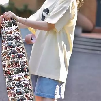 60 шт. наклейки с изображением бегемота, мультяшные животные, наклейки для альбома, багажа, ноутбука, гитары, декора, водонепроницаемые наклейки с изображением бегемота